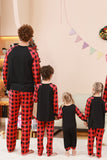 Sort og rød plaid hjort trykt jul familie pyjamas sæt