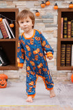 Orange græskar Print Familie Halloween pyjamas (lange ærmer)