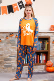 Orange græskar Print Familie Halloween pyjamas (lange ærmer)