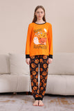 Græskar Print Orange Halloween familie pyjamas sæt