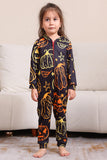 Sort Print Halloween Familie Matchende Pyjamas Sæt