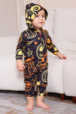 Sort Print Halloween Familie Matchende Pyjamas Sæt