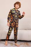 Sort Print Halloween Familie Matchende Pyjamas Sæt