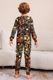 Sort Print Halloween Familie Matchende Pyjamas Sæt