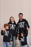 Sort skelet hætteklædte Halloween familie sweatshirts