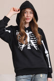 Sort skelet hætteklædte Halloween familie sweatshirts