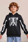 Sort skelet hætteklædte Halloween familie sweatshirts