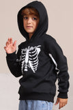 Sort skelet hætteklædte Halloween familie sweatshirts