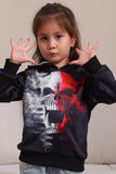 Sort skeletprint hætteklædte Halloween familie sweatshirts