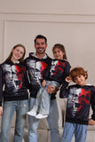 Sort skeletprint hætteklædte Halloween familie sweatshirts