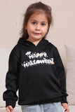 Sort Halloween Tekst Print Hætteklædte Familie Sweatshirts