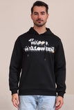 Sort Halloween Tekst Print Hætteklædte Familie Sweatshirts