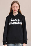 Sort Halloween Tekst Print Hætteklædte Familie Sweatshirts