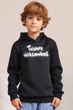 Sort Halloween Tekst Print Hætteklædte Familie Sweatshirts