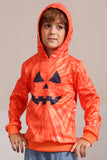 Orange Halloween familiedragt langærmet hættetrøje