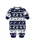 Jul Familie Navy Flannel Hvid Juletræ Pyjamas Sæt