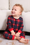 Sort Rød Familie Matchende Pyjamas Voksen Børn Baby Toppe og Plaid Bukser Jule Pyjamas Sæt