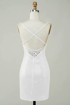 Pailletter Bodycon Lille hvid kjole