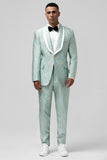 Mint sjal revers 2 stykke Jacquard One Button Mænds Prom Suits