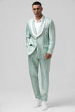 Mint sjal revers 2 stykke Jacquard One Button Mænds Prom Suits