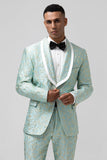 Mint sjal revers 2 stykke Jacquard One Button Mænds Prom Suits