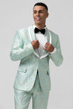 Mint sjal revers 2 stykke Jacquard One Button Mænds Prom Suits