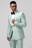 Mint sjal revers 2 stykke Jacquard One Button Mænds Prom Suits