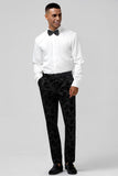 Peak revers sort Jacquard 3 stykke One Button Mænds Prom Suits