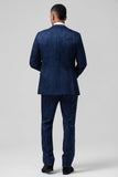 Sort 3-delt Peak revers Jacquard One Button Mænds Prom Suits