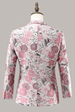 Pink Sjal Revers Jacquard En knap Mænds Prom Blazer