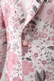 Pink Sjal Revers Jacquard En knap Mænds Prom Blazer