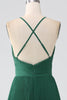 Indlæs billede til gallerivisning A-Line mørkegrøn tiered chiffon brudepigekjole med plisseret