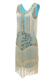 Plus Size Champagne Gatsby 1920'erne Flapper Kjole med Pailletter og Frynser