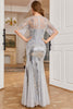 Indlæs billede til gallerivisning Grå paillethavfrue Stor Gatsby 1920&#39;er kjole