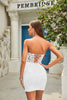 Indlæs billede til gallerivisning Bodycon Sweetheart Lille hvid kjole med applikationer
