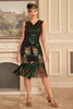 Indlæs billede til gallerivisning Sortgrønne pailletter 1920&#39;erne Flapper kjole med frynser