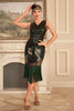 Indlæs billede til gallerivisning Sortgrønne pailletter 1920&#39;erne Flapper kjole med frynser