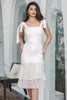 Indlæs billede til gallerivisning Hvid bodycon tiered forlovelsesfestkjole med blonder