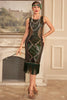 Indlæs billede til gallerivisning Mørkegrønne pailletter frynsede 1920&#39;erne flapper kjole