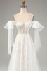 Indlæs billede til gallerivisning Princess White A-Line Lace Up Tulle Corset Brudekjole med applikationer blonder