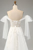 Indlæs billede til gallerivisning Princess White A-Line Lace Up Tulle Corset Brudekjole med applikationer blonder