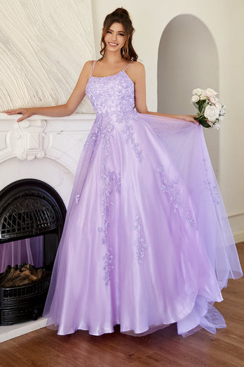 Elegant lavendel A-line Prom Kjole