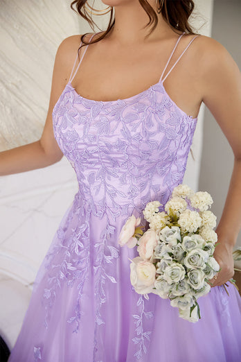 Elegant lavendel A-line Prom Kjole