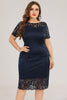 Indlæs billede til gallerivisning Navy Bodycon Lace Plus størrelse kjole