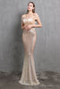 Indlæs billede til gallerivisning Guld havfrue Paillet Lang Prom Dress