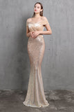 Guld havfrue Paillet Lang Prom Dress