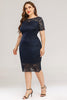 Indlæs billede til gallerivisning Navy Bodycon Lace Plus størrelse kjole