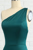 Indlæs billede til gallerivisning Havfrue en skulder mørkegrøn lang brudepige kjole