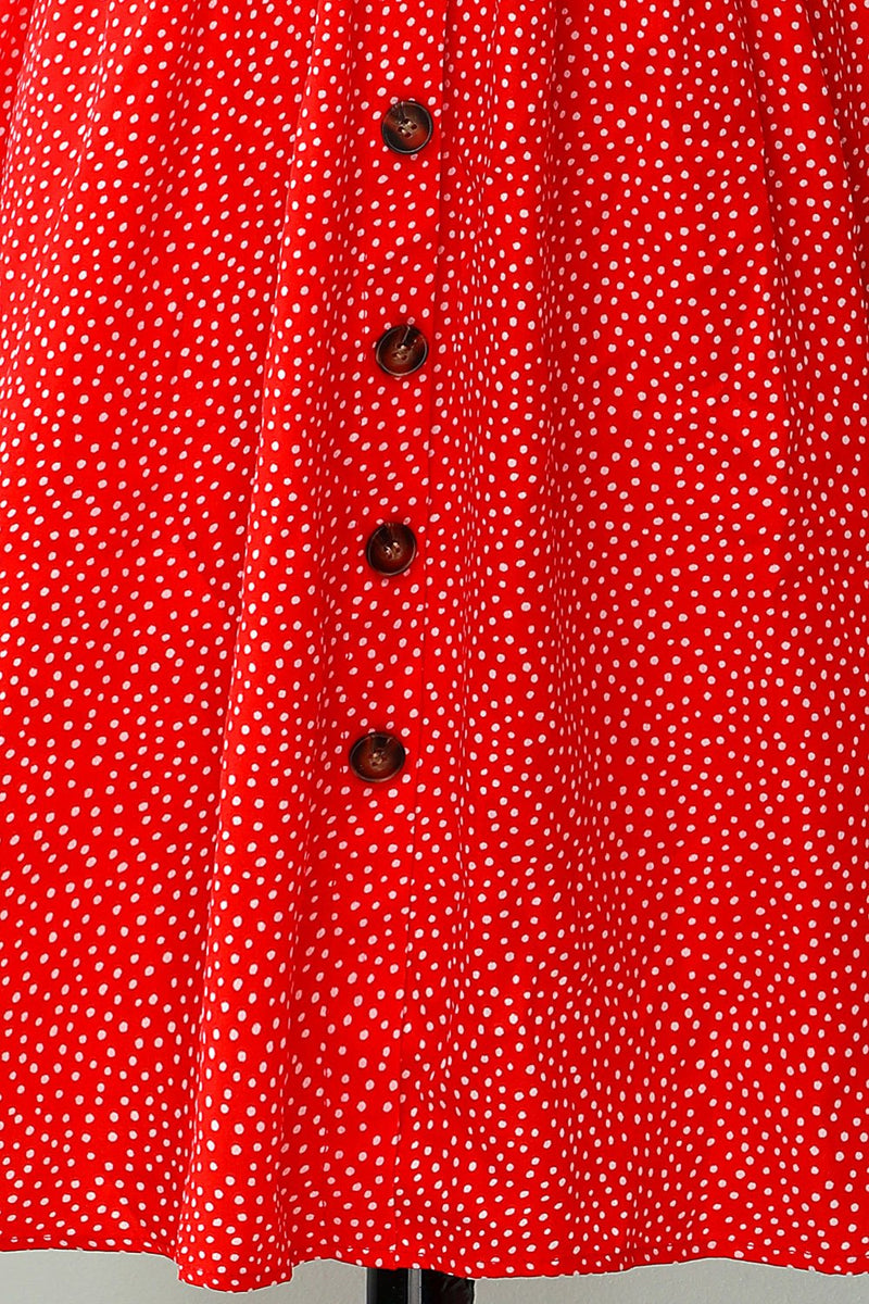 Indlæs billede til gallerivisning Argang Rod Blomster kjole med Button