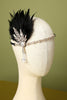 Indlæs billede til gallerivisning Sort beaded Feather Pearl 1920&#39;erne Flapper Pandebånd